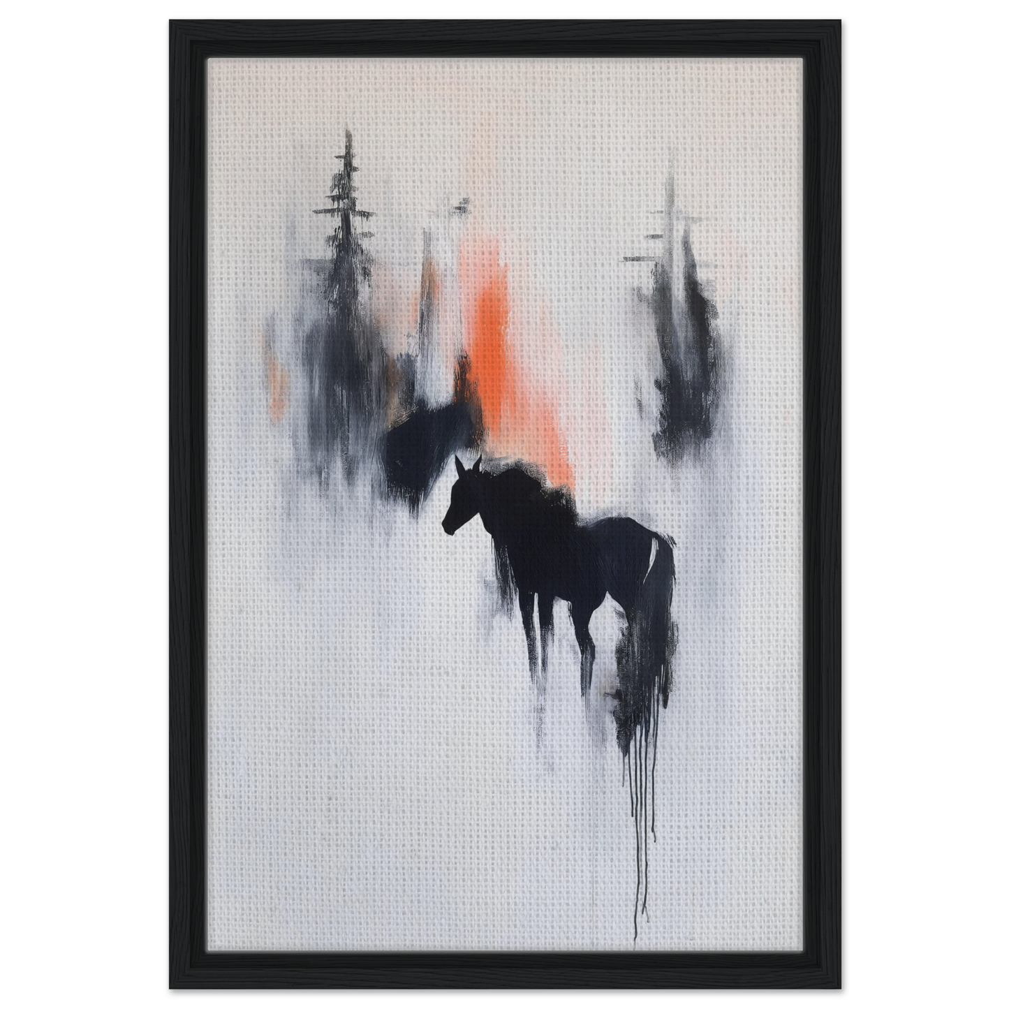 Abstract horse silhouette in misty background, ideal for Spectral Equine Reverie room decor