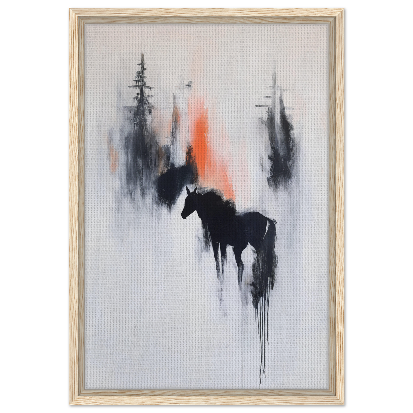 Silhouette of a horse in misty, abstract style for Spectral Equine Reverie room decor