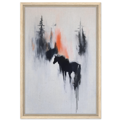 Silhouette of a horse in misty, abstract style for Spectral Equine Reverie room decor