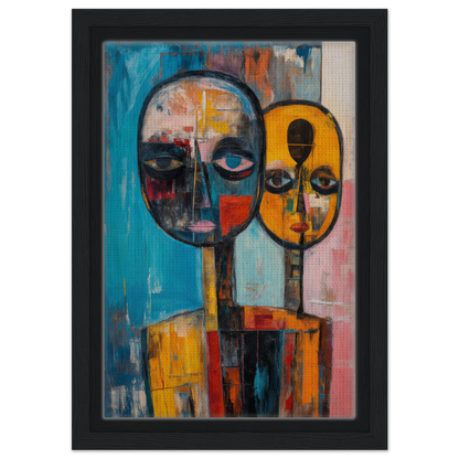 Abstract painting of two faces in bold colors for Spectral Soul Convergence room decoration