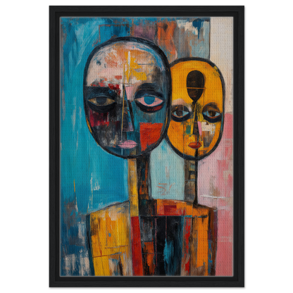 Abstract painting of two stylized faces in Spectral Soul Convergence for room decoration