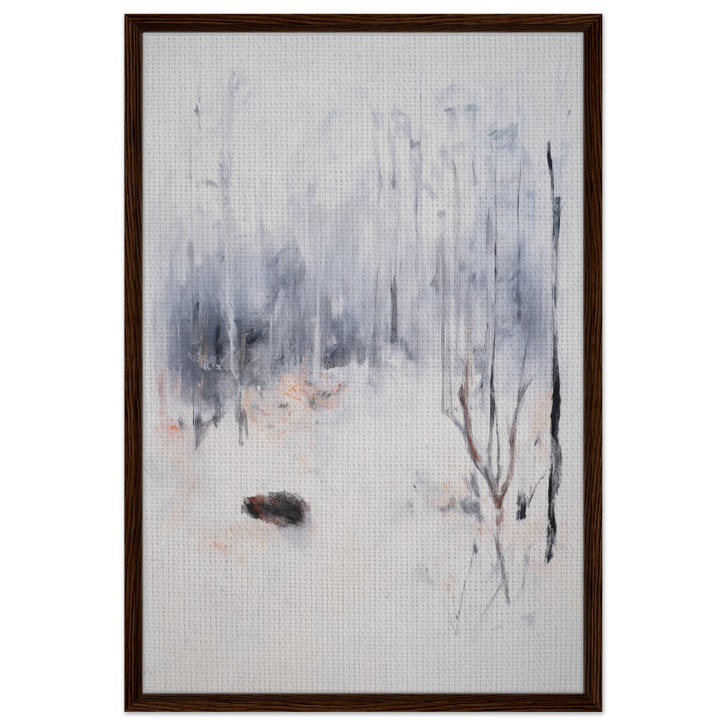 Abstract painting in muted gray and white tones, Spiritual Snow Waltz room decor