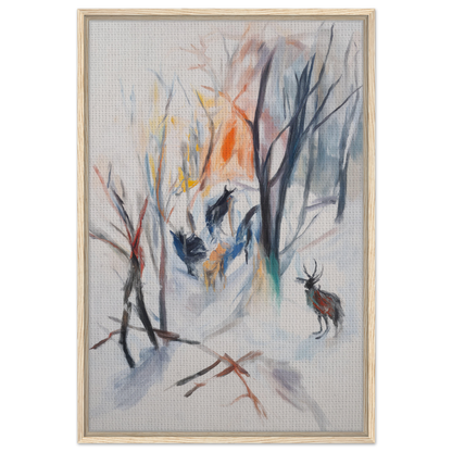 Abstract watercolor painting of a deer in winter forest, ideal for Stag Spiritual Whirl room decor