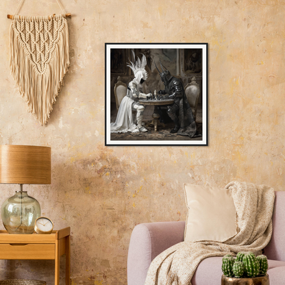 Framed black and white photo on beige wall, part of Strategic Enigma Echoes collection