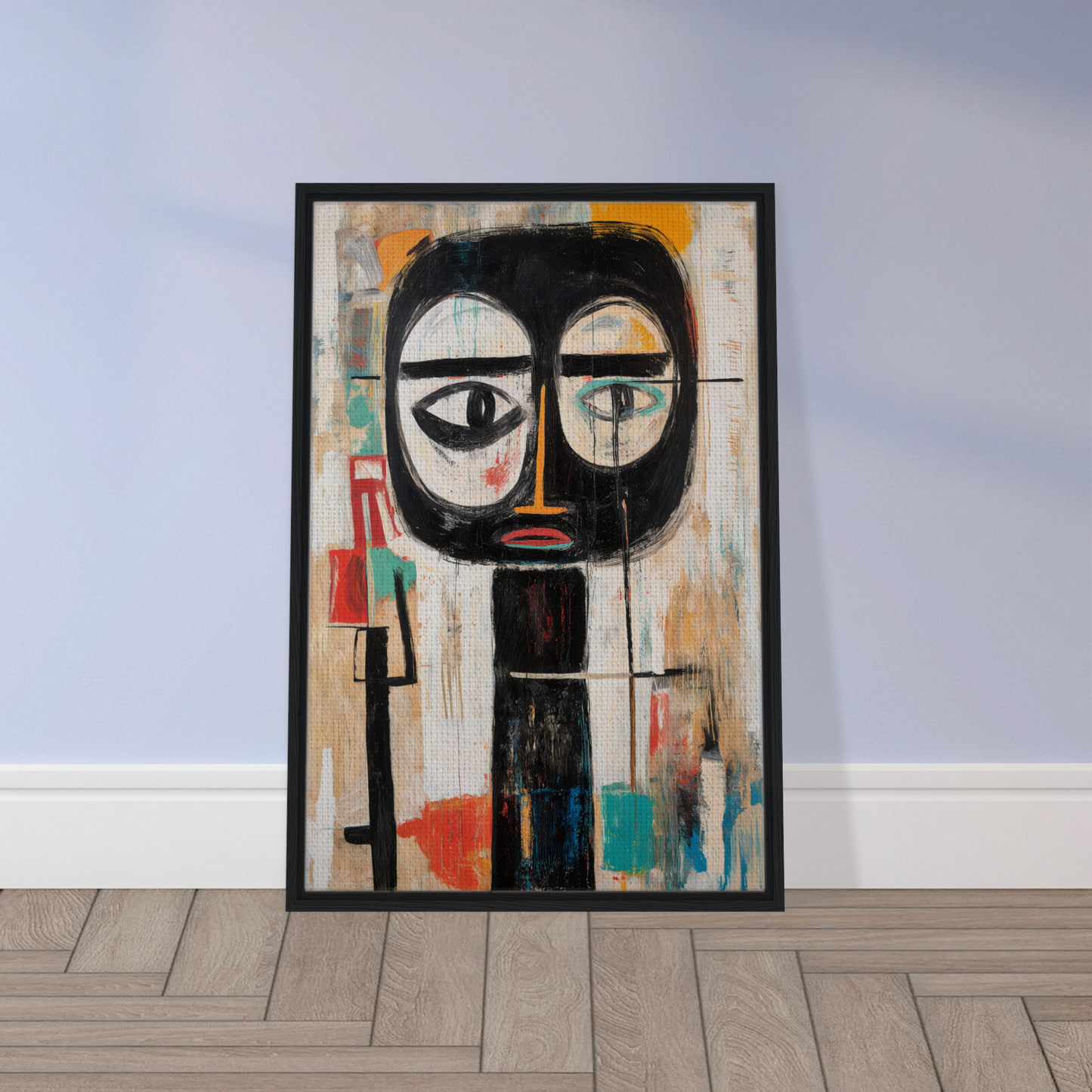 Abstract painting of a stylized face for Subconscious Expression Voyage room decor