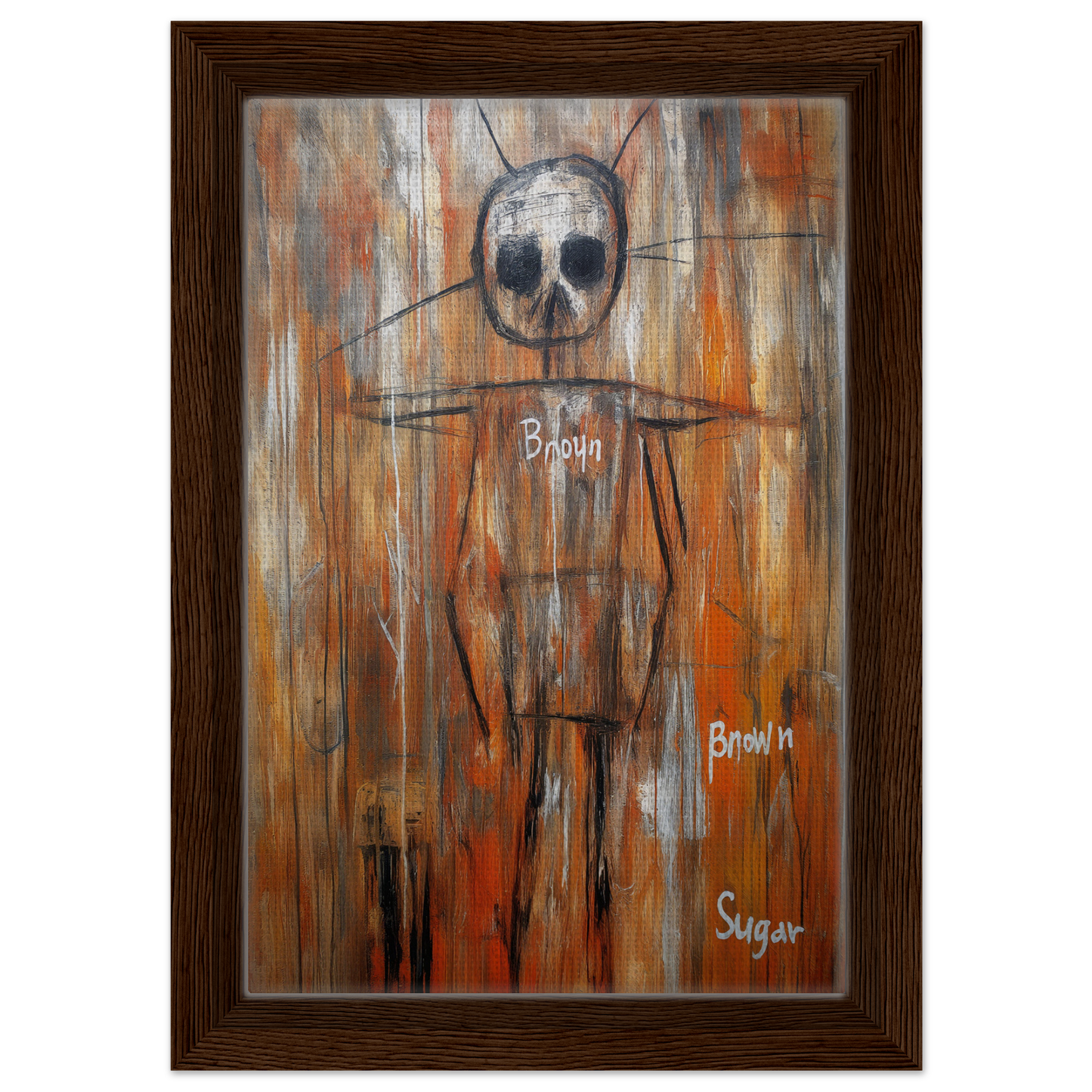 Stylized skeletal figure with muted tones on canvas wall art for Sugar Skull Reverie room decor