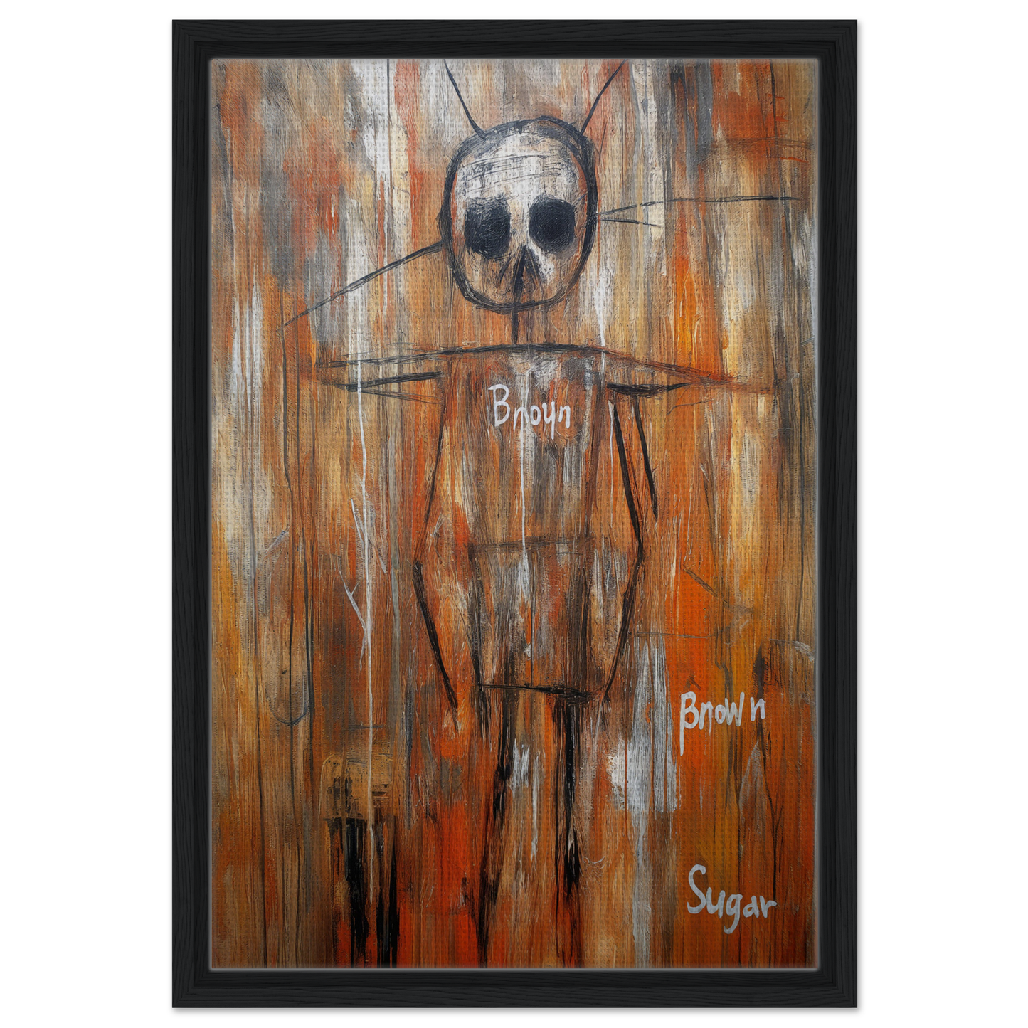 Abstract skeletal figure on textured background in Sugar Skull Reverie canvas wall art