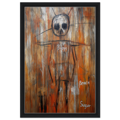 Abstract skeletal figure on textured background in Sugar Skull Reverie canvas wall art