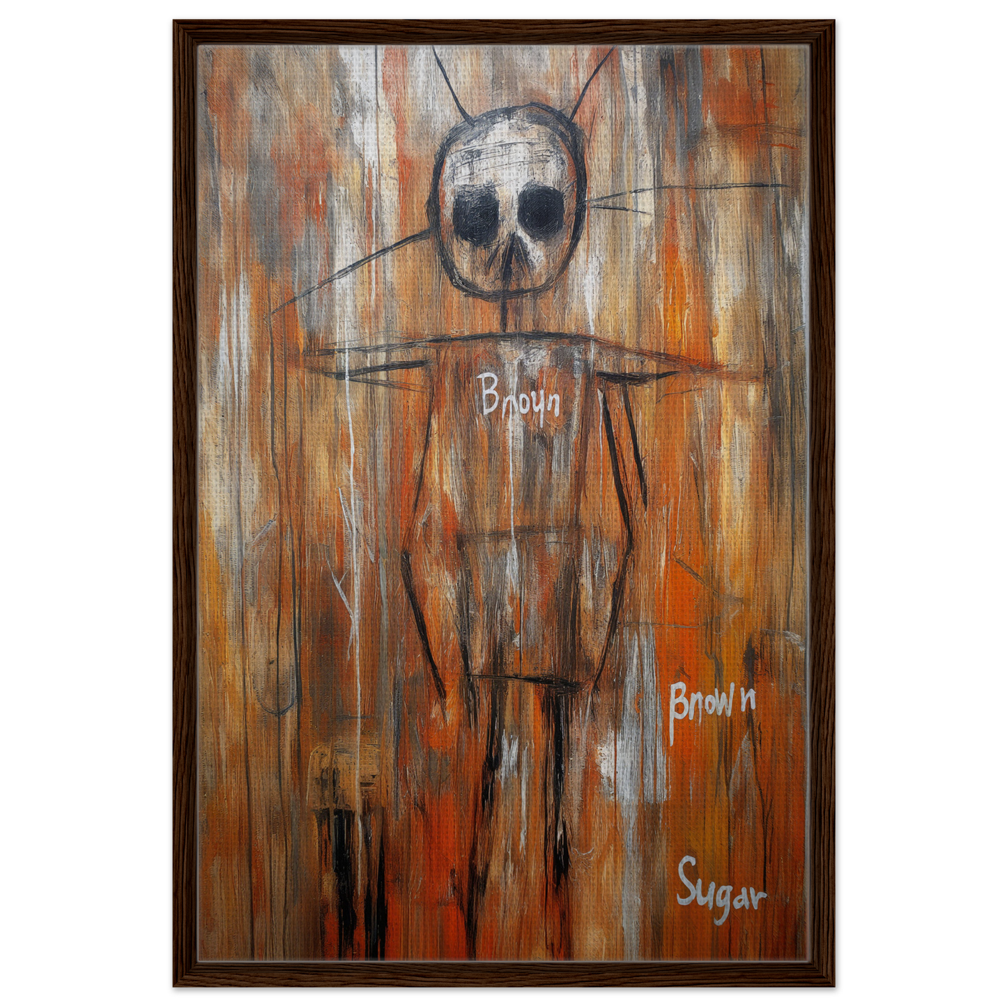 Skeletal figure in abstract style in Sugar Skull Reverie framed canvas print