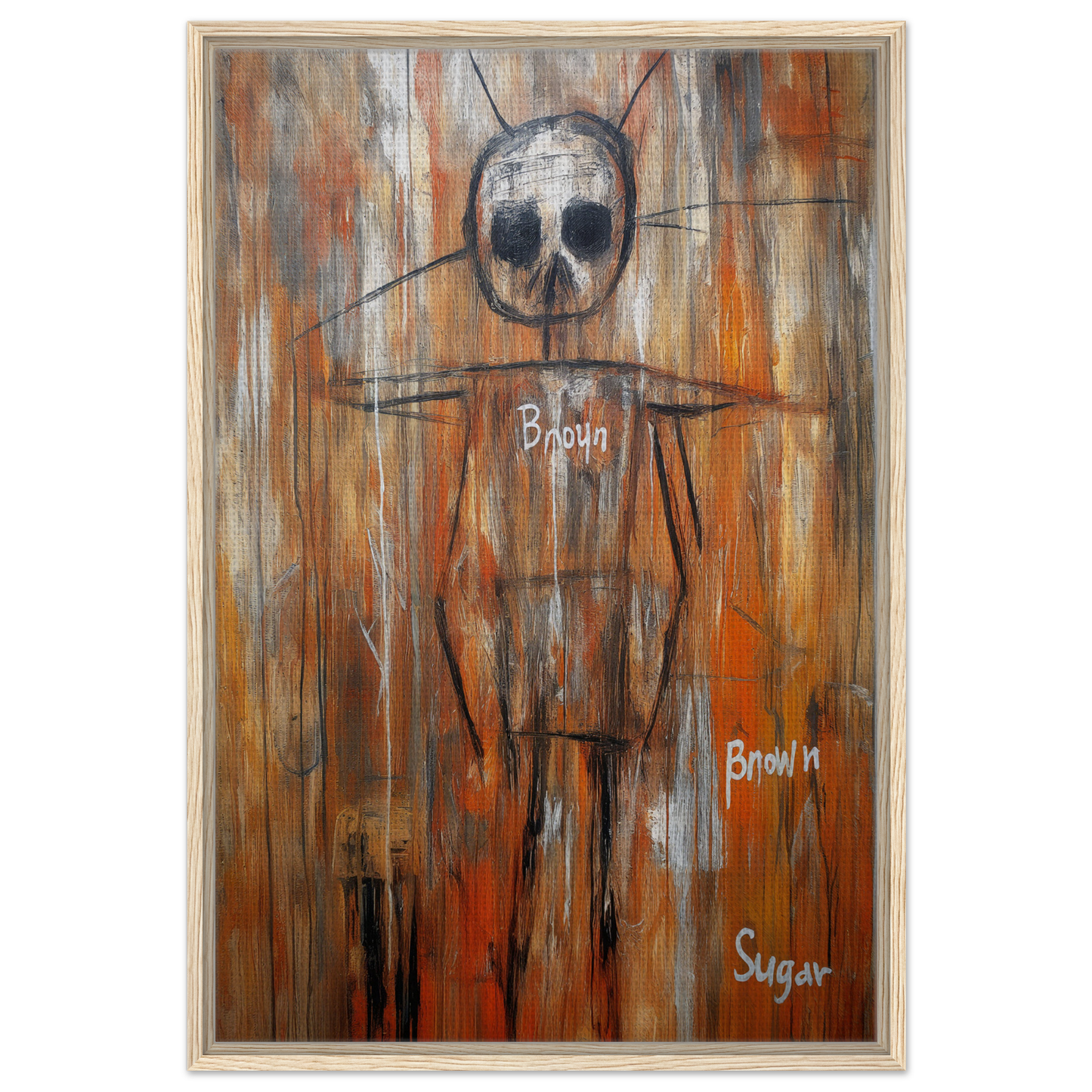 Stylized skeletal figure in earth tones, featured in Sugar Skull Reverie canvas wall art