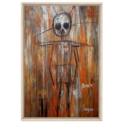 Stylized skeletal figure in earth tones, featured in Sugar Skull Reverie canvas wall art