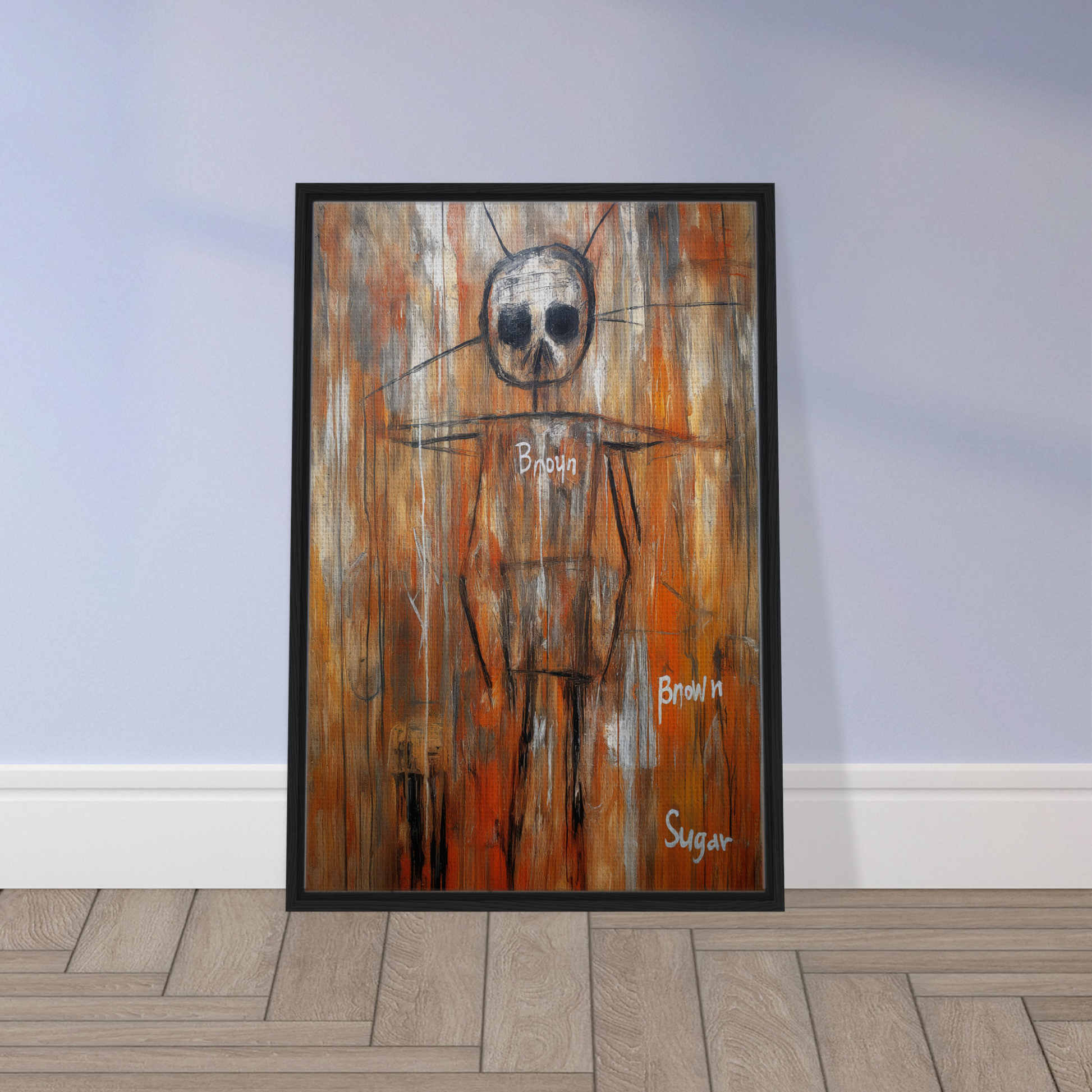 Eerie canvas wall art featuring a skeletal figure, ideal for Sugar Skull Reverie room decor