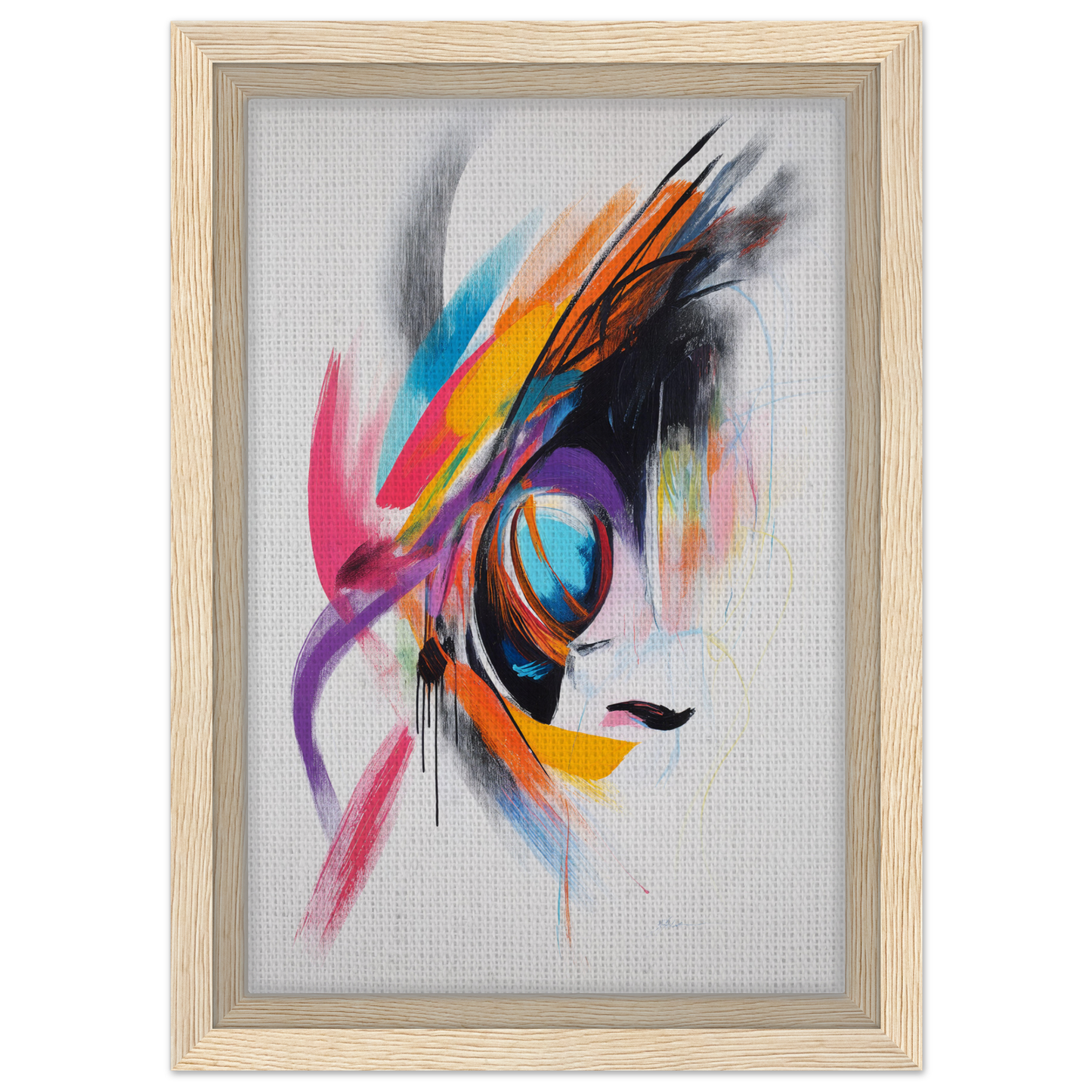 Abstract painting ’Sun Swirl Symbiosis’ features vibrant brushstrokes for elegant room decor