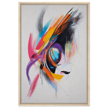 Abstract painting with colorful brushstrokes in a stylized eye for Sun Swirl Symbiosis