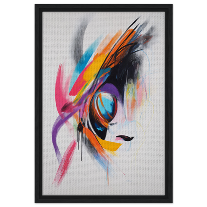 Vibrant eye-like shape in Abstract painting for Sun Swirl Symbiosis room decor