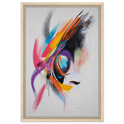 Vibrant Abstract Painting with Eye Shape for Sun Swirl Symbiosis Room Decor