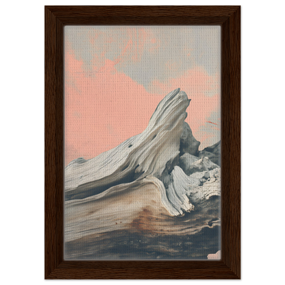 Weathered driftwood showcasing smooth curves in Surreal Drift Entwinement framed canvas print