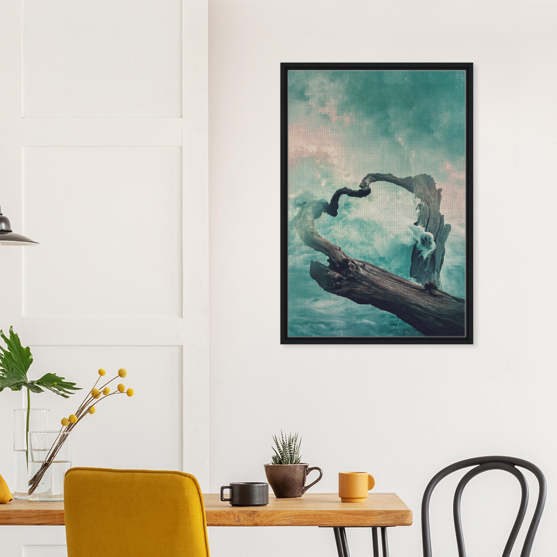 Framed canvas print of Surreal Drift Serenade featuring a whale in cloudy skies