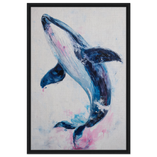 Painted Humpback Whale breaching in blue and pink for Surreal Humpback Harmonies room decor