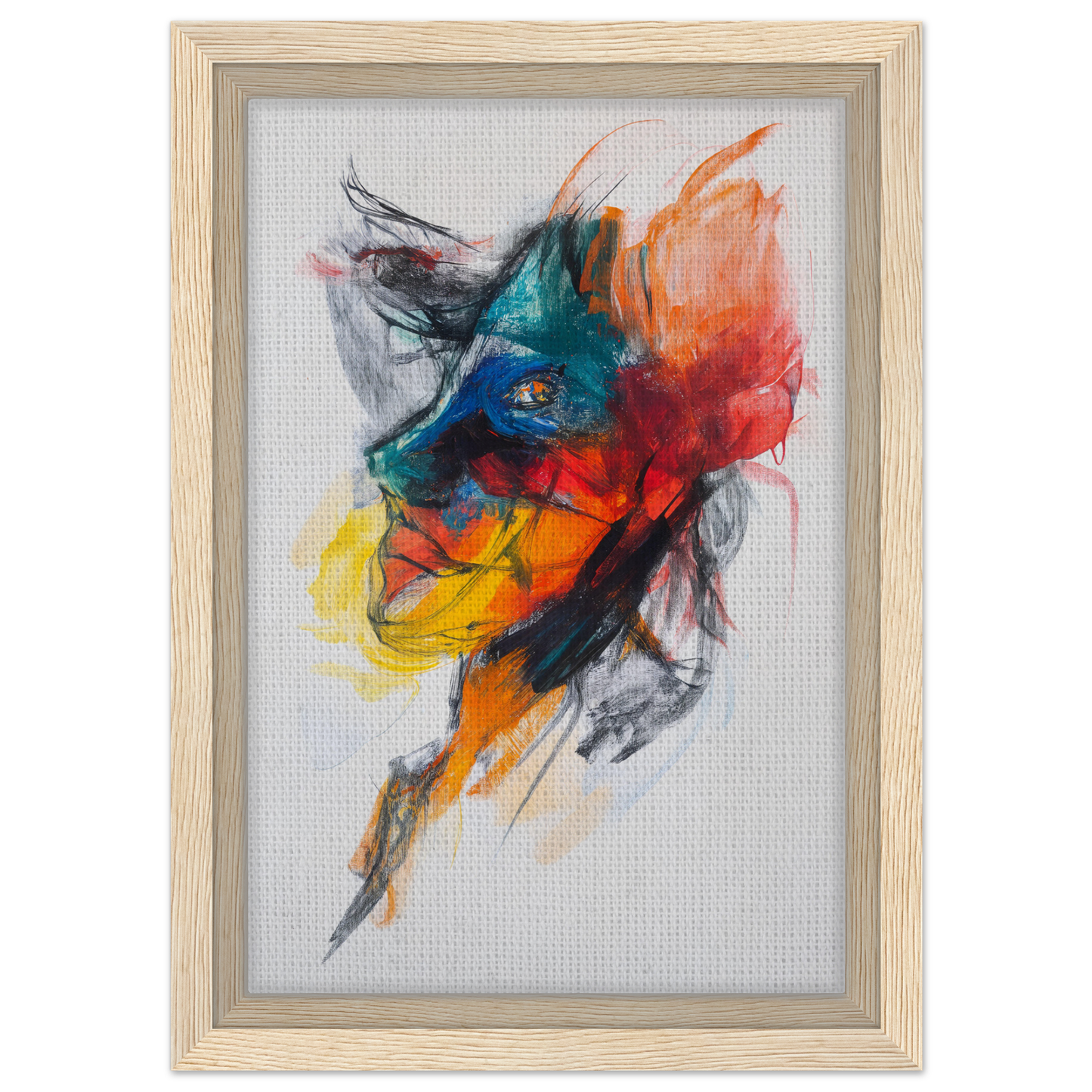 Abstract painting of Swirling Color Symphony with vibrant brushstrokes on framed canvas