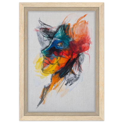Abstract painting of Swirling Color Symphony with vibrant brushstrokes on framed canvas