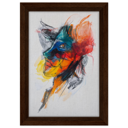 Vibrant abstract painting of Swirling Color Symphony in a wooden frame for room decor