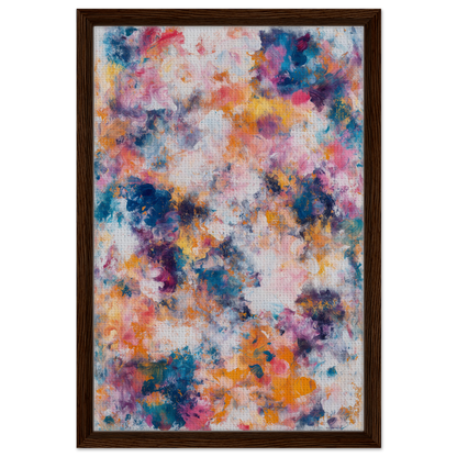 Abstract painting of vibrant blue, pink, orange, and purple in Swirlstorm Euphoria Seas canvas wall art