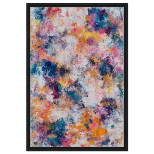 Abstract painting featuring colorful splotches in Swirlstorm Euphoria Seas canvas wall art