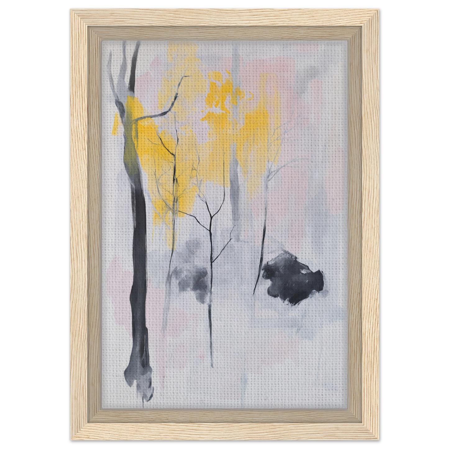 Abstract painting of trees with yellow foliage in Sylvan Ether Highlights room decor