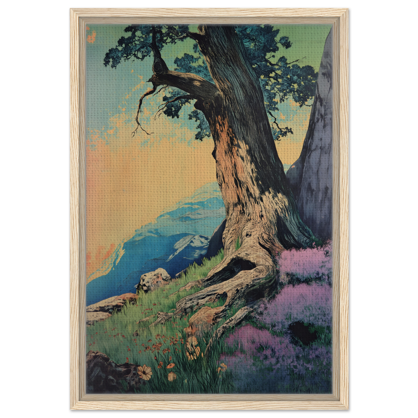 Gnarled old tree with twisted trunk enhances Sylvan Synapse Canvas room decor