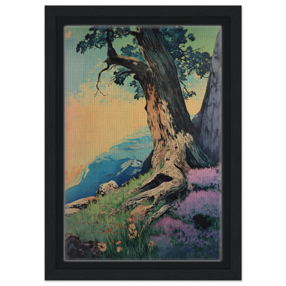 Gnarled tree overlooking coastal landscape on Sylvan Synapse Canvas for elegant room decor