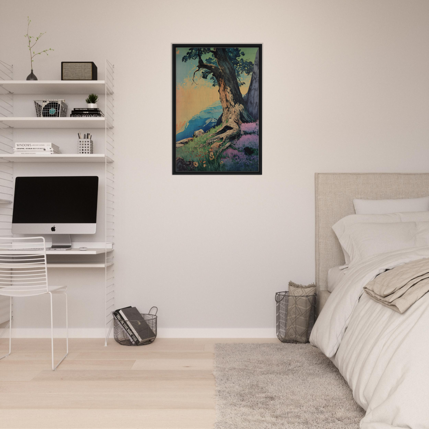 Framed canvas print of a tropical coastal scene from Sylvan Synapse Canvas