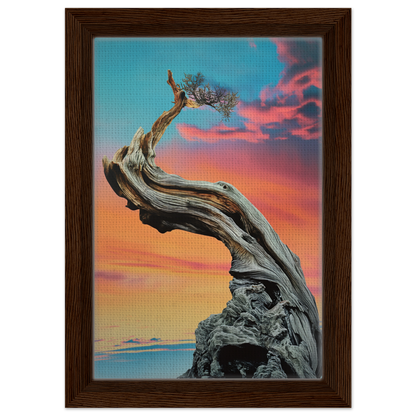 Twisted gnarled tree on rocky outcrop, ideal for Tangled Celestial Dawn room decor