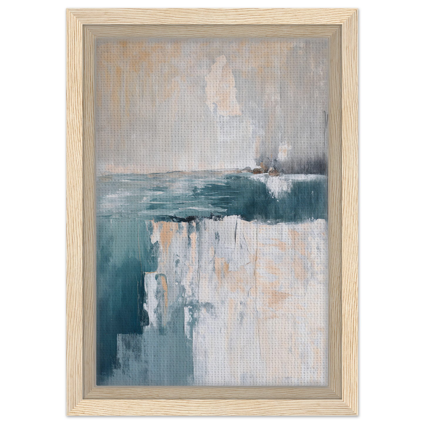 Abstract painting in muted teal and gray tones, part of Teal Erosion Dream room decor