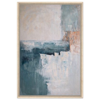 Abstract painting in muted teal, beige, and rust for Teal Twilight Harmony framed canvas