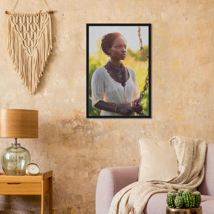 Framed canvas print of a person outdoors in Technicolor Mindscape style