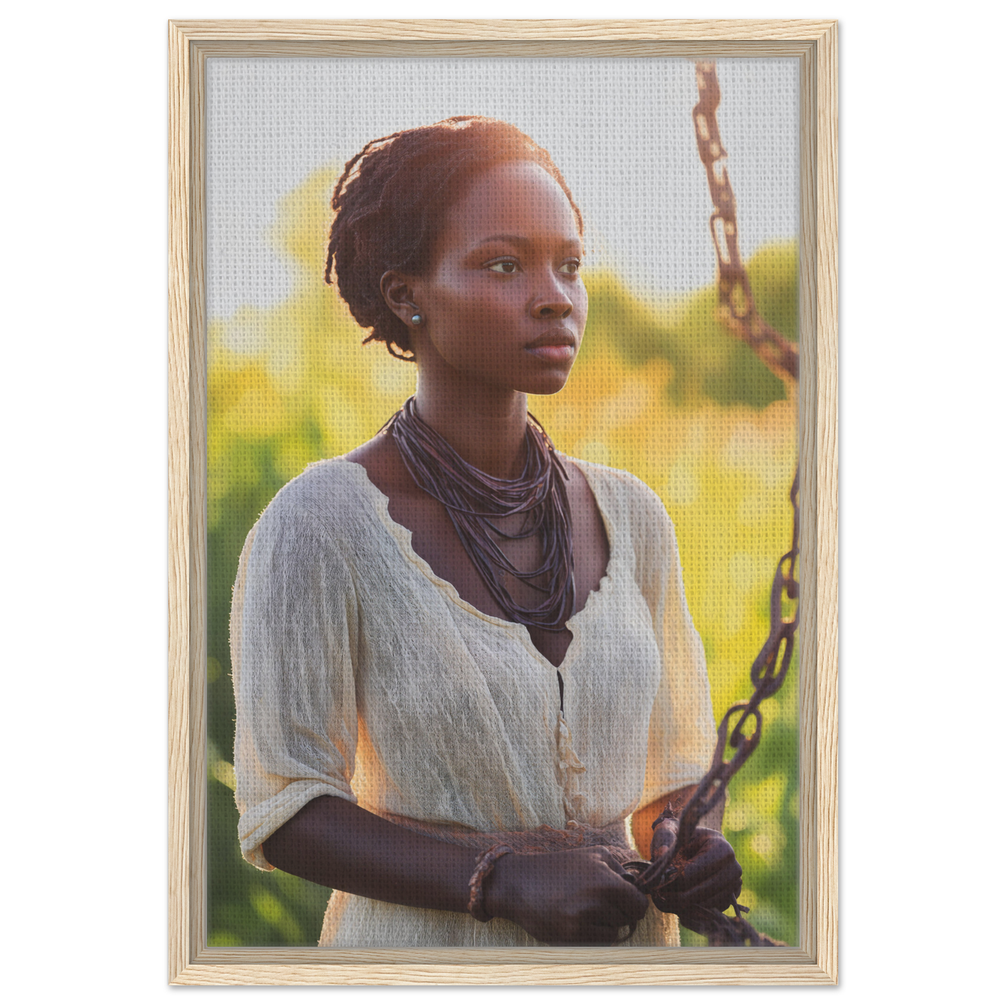 Portrait of a young African woman in a white blouse for Technicolor Mindscape framed canvas print