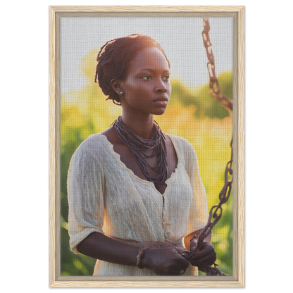 Portrait of a young African woman in a white blouse for Technicolor Mindscape framed canvas print