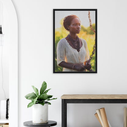 Framed canvas print of a young African woman in outdoor setting from Technicolor Mindscape