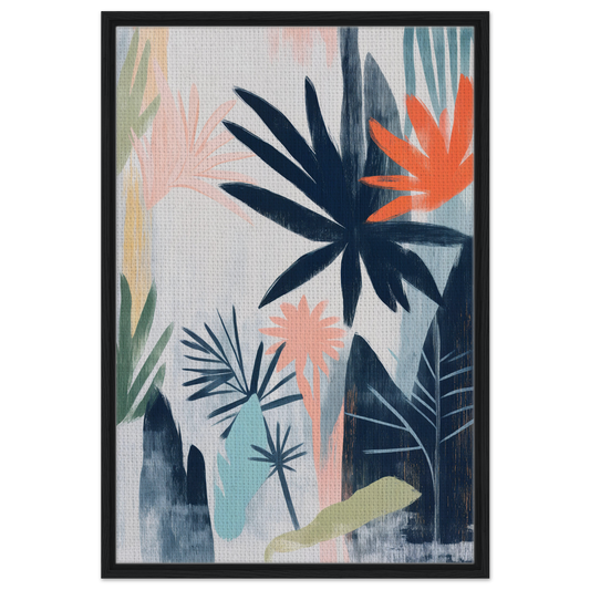 Abstract tropical floral painting featuring palm leaves in Terra Kaleidoscope Wild design