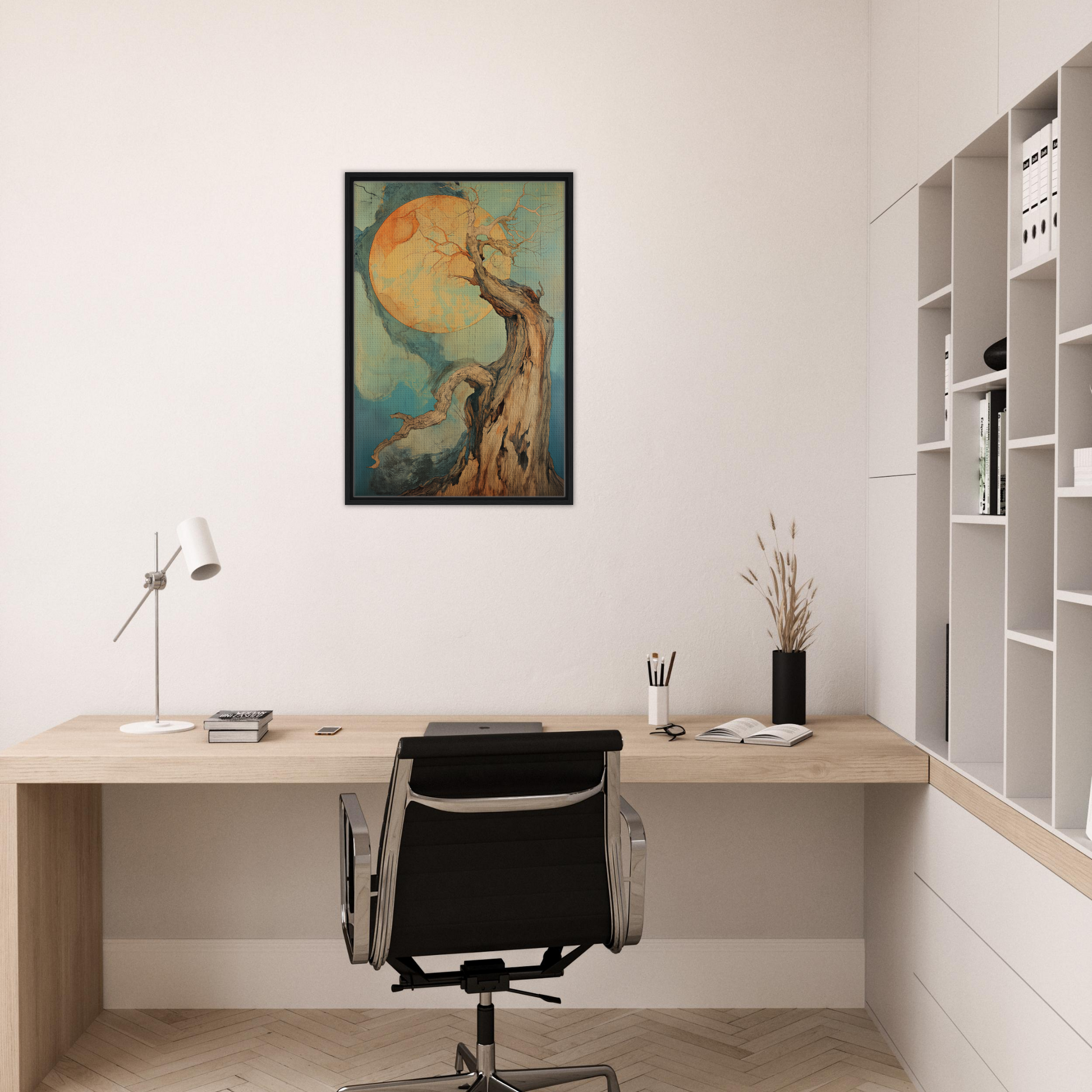 Minimalist home office showcasing Timeless Cosmic Arborete and stylish room decor