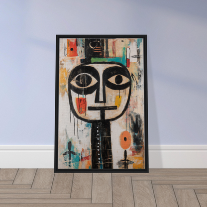 Abstract painting of a stylized face in vibrant colors for Totemic Psychedelic Contemplation