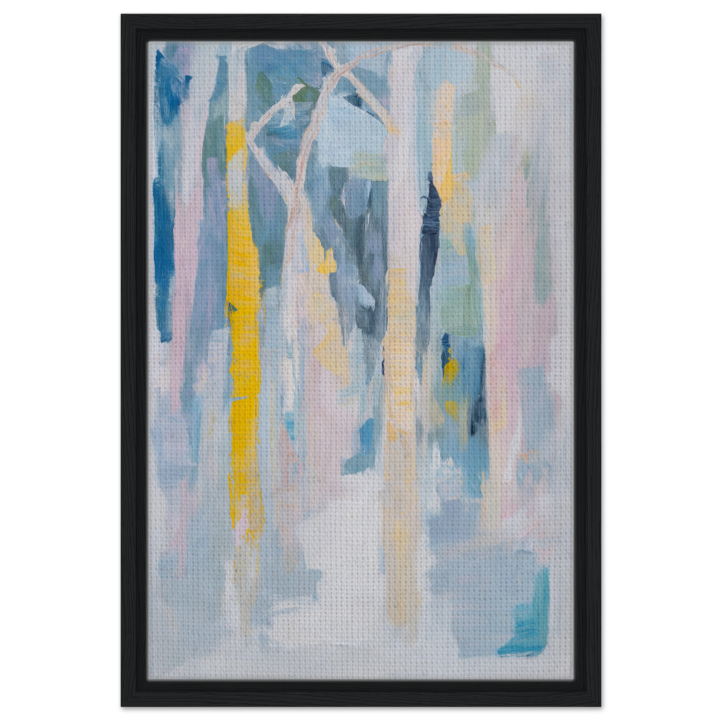 Abstract painting with vertical brushstrokes in soft colors, ideal for Framed Canvas Art and Room Decor