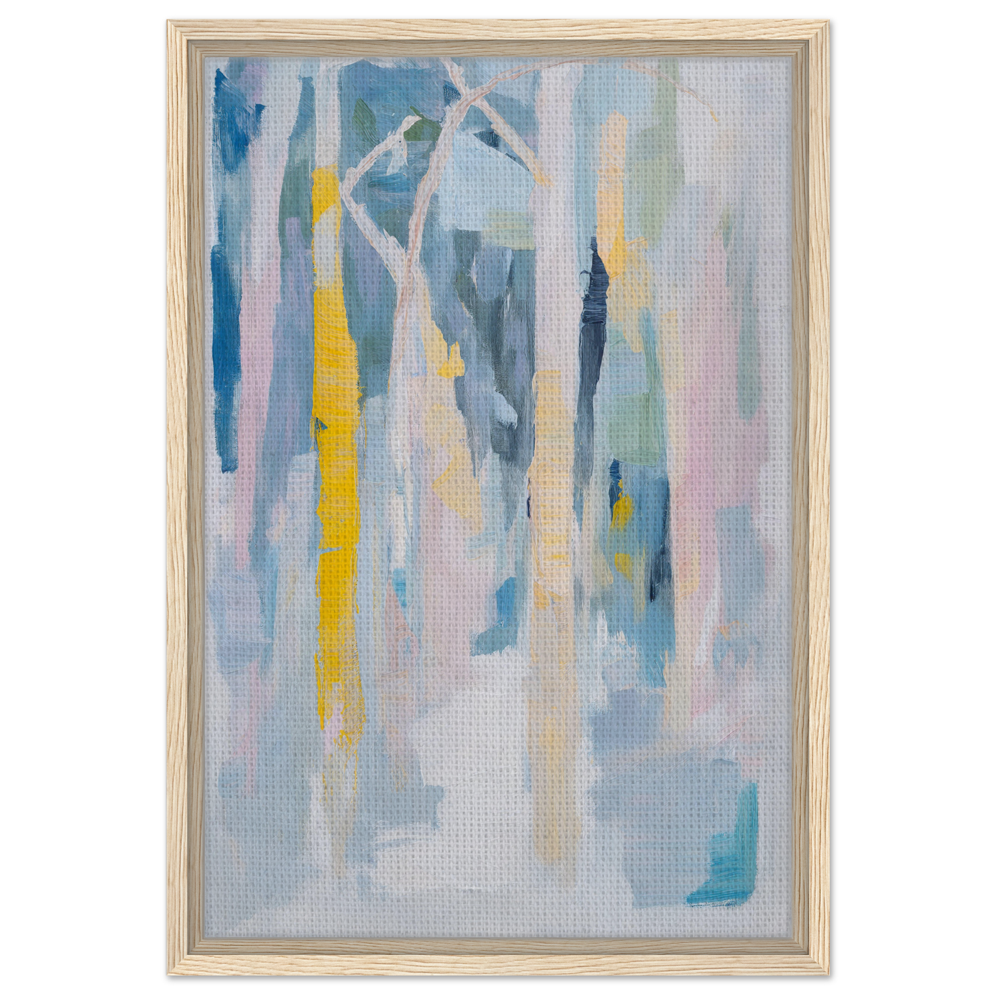 Abstract painting with vertical brushstrokes in pastel colors for Fashion Oracle™ room decor