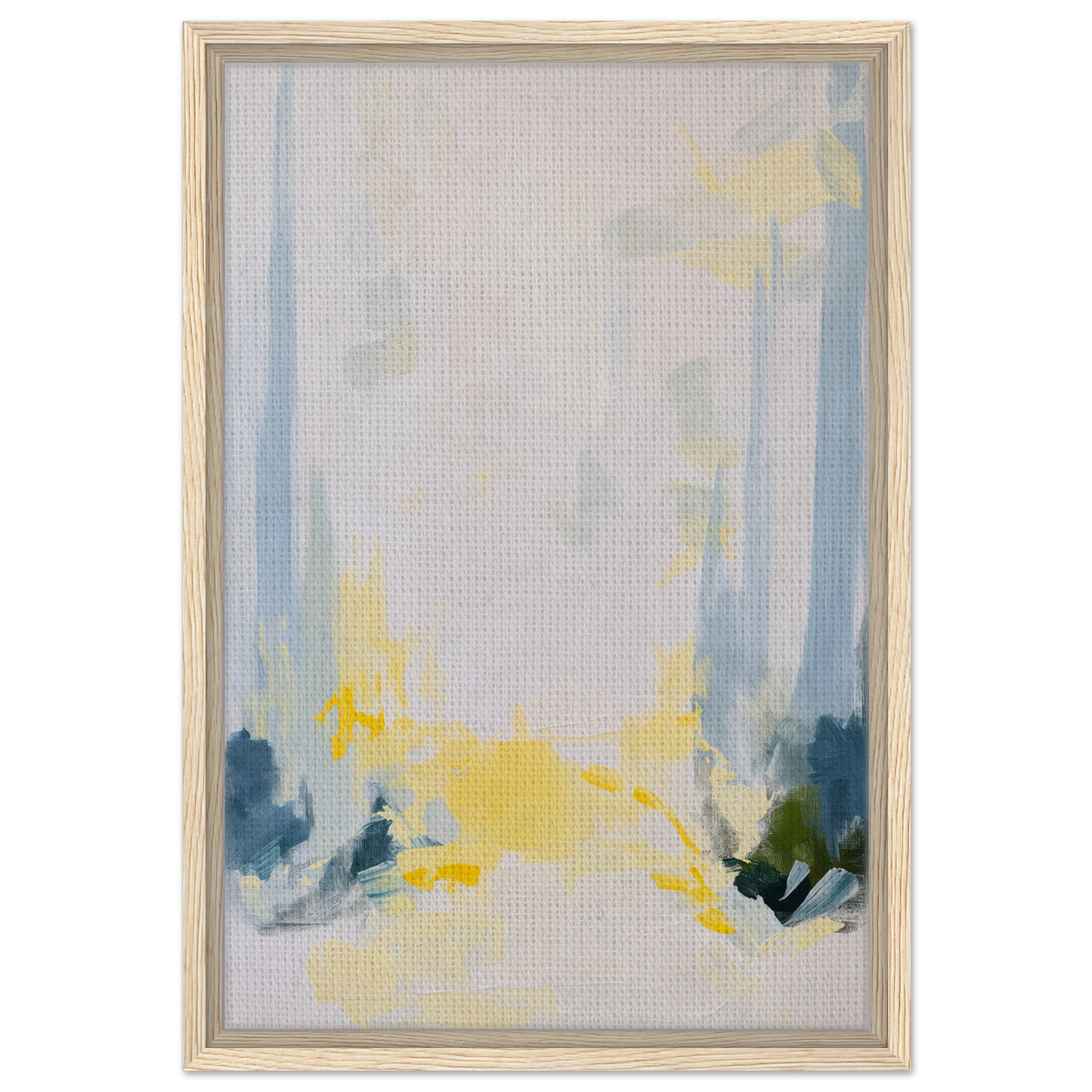 Abstract painting in soft blue, gray, and yellow for Tranquil Arbor Dreams room decor