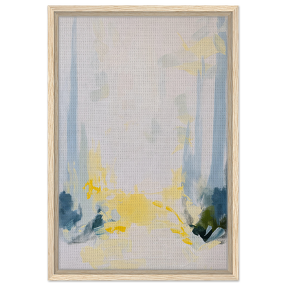 Abstract painting in soft blue, gray, and yellow for Tranquil Arbor Dreams room decor