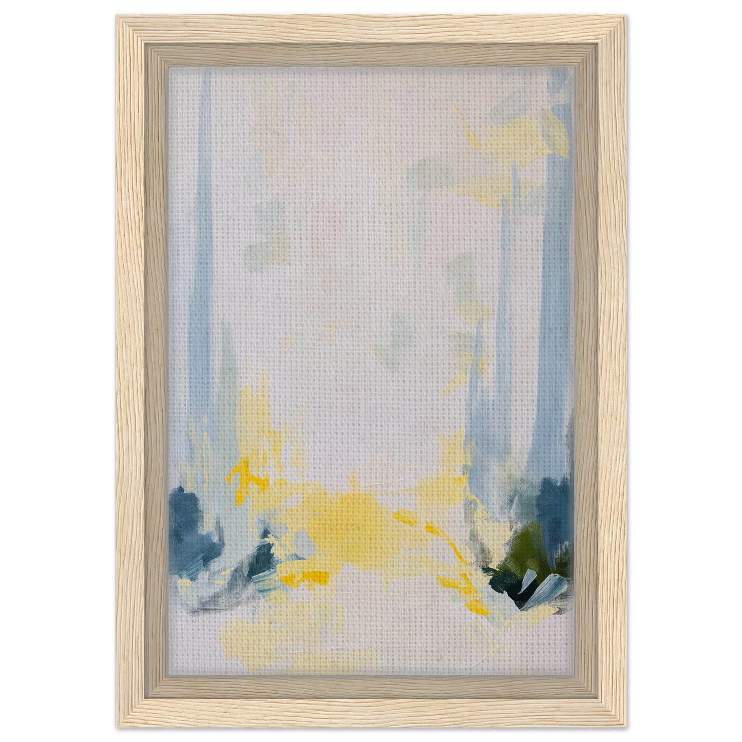 Abstract painting in soft blue, yellow, and gray for Tranquil Arbor Dreams room decor