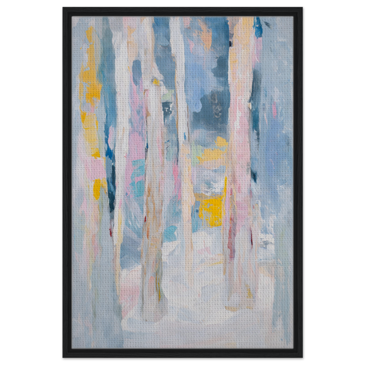 Abstract painting featuring pastel brushstrokes in a Framed Canvas Print, Tranquil Chromatic Reverie