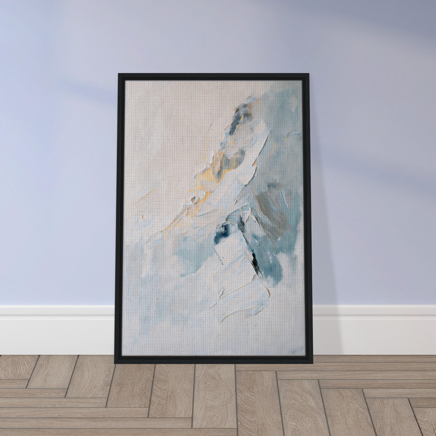 Framed abstract painting in soft colors, ideal for Tranquil Chromatic Voyage room decor