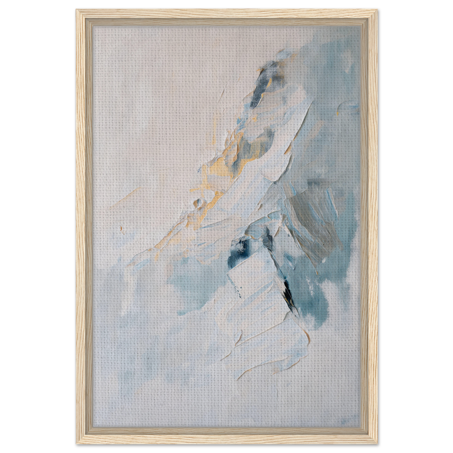 Abstract painting in soft blue and gray brushstrokes, Tranquil Chromatic Voyage room decor